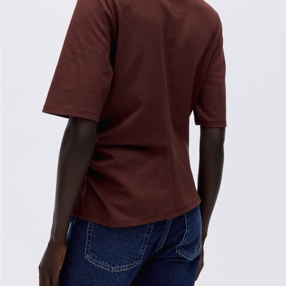 New! H&M Twist Detail T-shirt, Brown, Medium - Picture 4 of 9